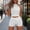 White women's two piece crop top shorts set a1, variant on Cagogo Women's Crop Top Shorts Set Casual Summer Vacation Outfits Sleeveless Two Piece Solid Boho High Waist Lounge Sets Tracksuit Travel Clothes, White XL