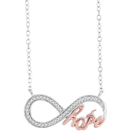 Hope Diamond Necklace - 10kt White Gold Womens Round Diamond Infinity Hope Rose-tone Pendant Necklace 1/10 Cttw