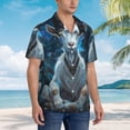 thumbnail image 3 of Rateoe Forest Meditating Goat Pattern Men’s Hawaiian Shirt – Short Sleeve Button-Down Tropical Beach Shirt, Lightweight & Breathable Casual Aloha Shirt with Pocket,Large, 3 of 7