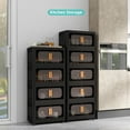 thumbnail image 2 of 24" Side Wide Folding Storage Cabinet 5-Tier Folding Storage Cabinet with Wheels Black - Heavy Duty PP Plastic Collapsible Organizer for Living Room Bedroom Garage Dorm Kitchen, 2 of 9