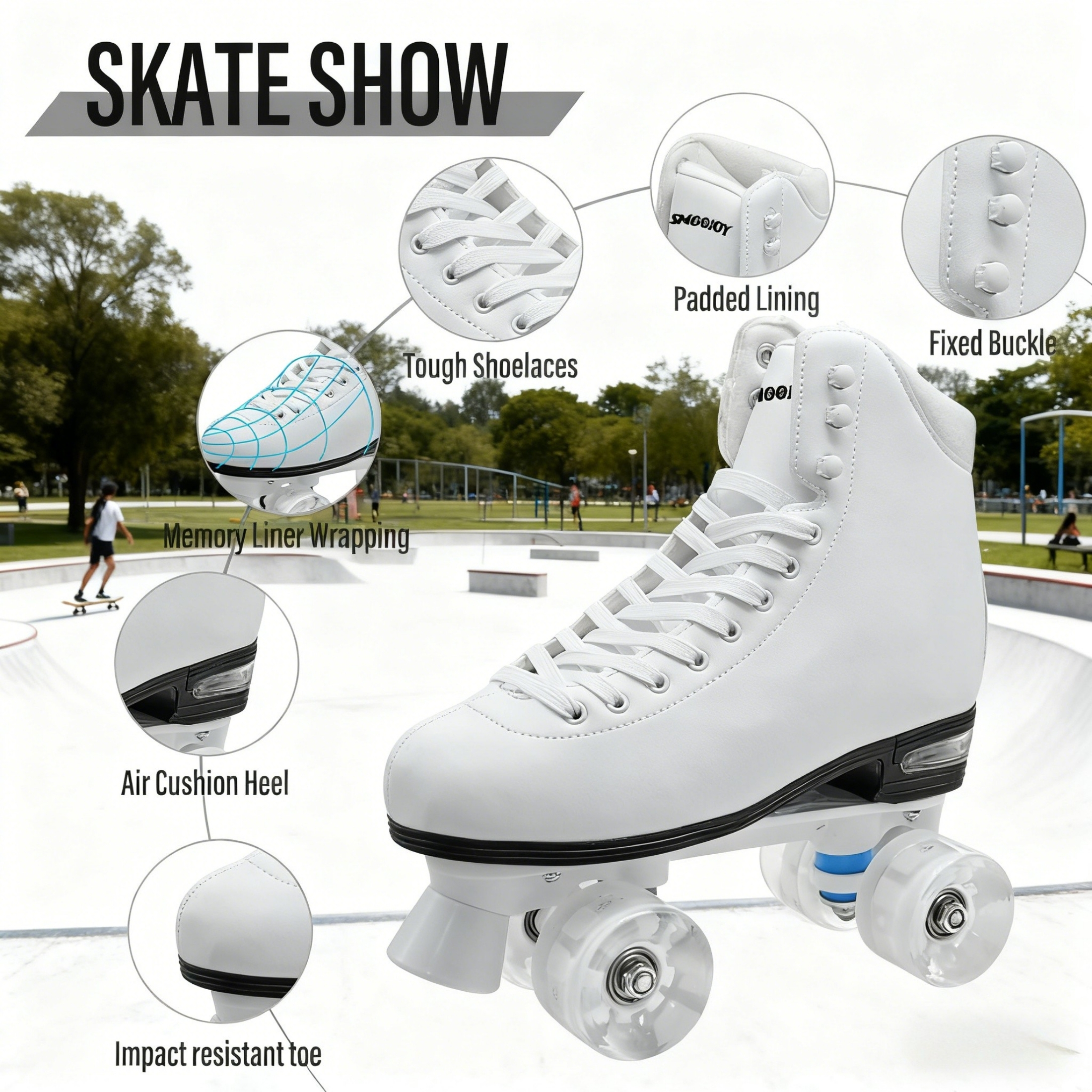 JZY Quad Roller Skates with Light-Up Wheels,High-Top Design for Women, Men & Teens