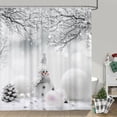 thumbnail image 3 of Merry Christmas Shower Curtain Set Winter Forest Funny Snowman Snowflake Decorative Shower Curtains with Hooks for Xmas Holiday Bathroom Decor, 3 of 8