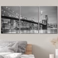 thumbnail image 3 of wall26 Canvas Print Wall Art Set Black & White Manhattan Bridge in NYC Architecture & Maps Cityscape Photography Realism Rustic Scenic Relax/Calm for Living Room, Bedroom, Office - 24"x36"x3 Panels, 3 of 5