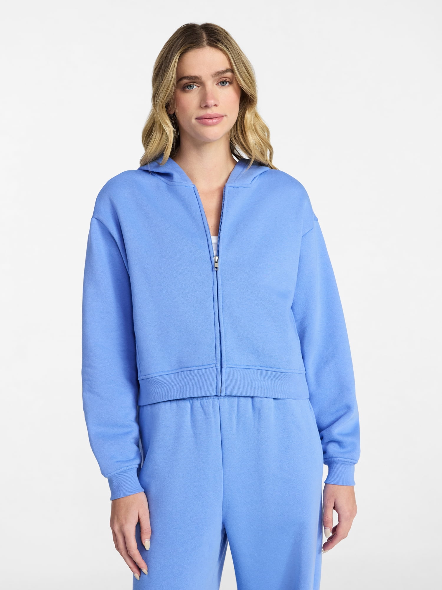 No Boundaries Boxy Zip-Up Hoodie, Women's XXS-XXL