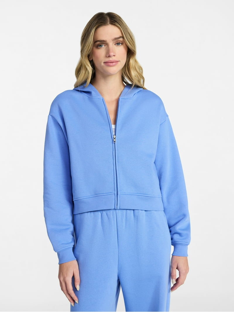 No Boundaries Boxy Zip-Up Hoodie, Women's XXS-XXL - Walmart.com
