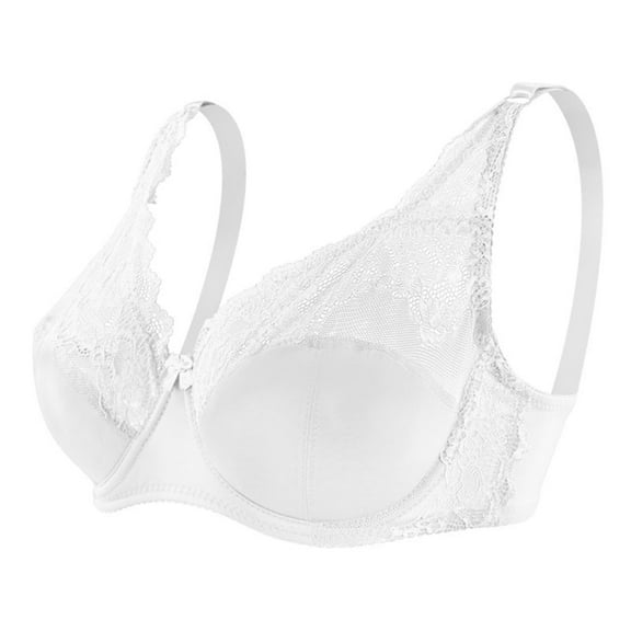 Bigersell Nursing Sports Bra Womens Solid Lace Lingerie Bras Underwear Bralette Bras Comfortable Bra Tall Size Female Sports Bras, Style 9072, White 44C
