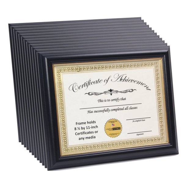 CreativePF [8.5x11bk/gd] Black Certificate Frame Displays 8.5 by 11