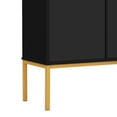 thumbnail image 7 of Large Storage Sideboard with Artificial Rattan Door and Rebound Device, Storage Cabinet for Living Room and Entryway, Wooden Chest of Storage with Adjustable Shelves, Easy to Assemble, Black, 7 of 7