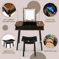 thumbnail image 6 of Costway Vanity Table Set w/ Flip Top Mirror Lights USB Port Cushioned Stool Writing Desk, 6 of 10