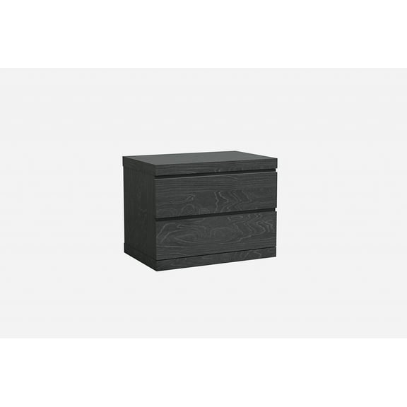 Modern Gray Woodgrain Finish 2 Drawer Nightstand