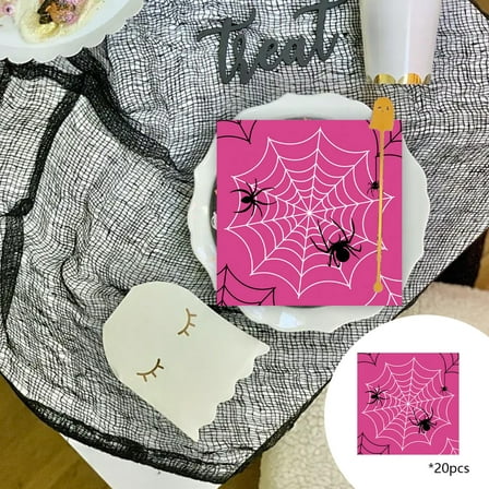 Byujiro 20Pcs Halloween Napkins Spiderweb Paper Towel for Halloween Decor Party Supplies