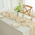 thumbnail image 2 of Crepe Table Runner, Balinese Gauze Pleated Tablecloth for Wedding Party Decorations, Solid Color Table Cover for Home Dining Events(Khaki), 2 of 6