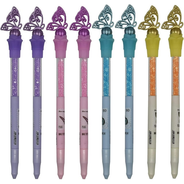 12 PCS Butterfly Gel Pen Small Crystal Diamond Pens Creative Bling Pen Black Ink for Girls School Business Office