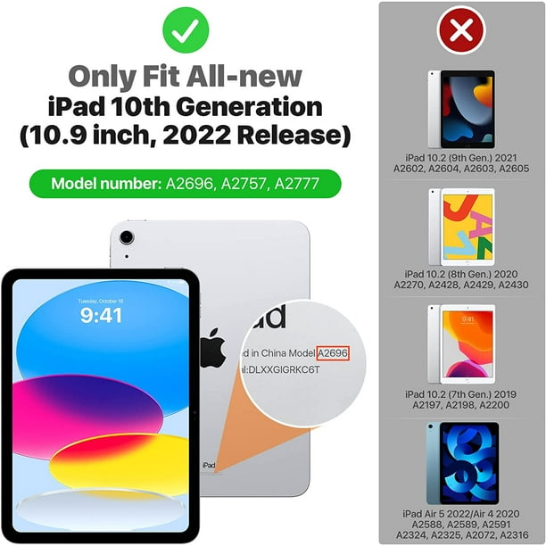 Étui pour iPad 10e génération iPad 10,9 pouces 2022, étui pour iPad 10e  génération [affichage multi-angle] Smart Cover 