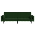 thumbnail image 3 of vidaXL 2-Seater Sofa Bed with Two Pillows Dark Green Velvet, 3 of 5