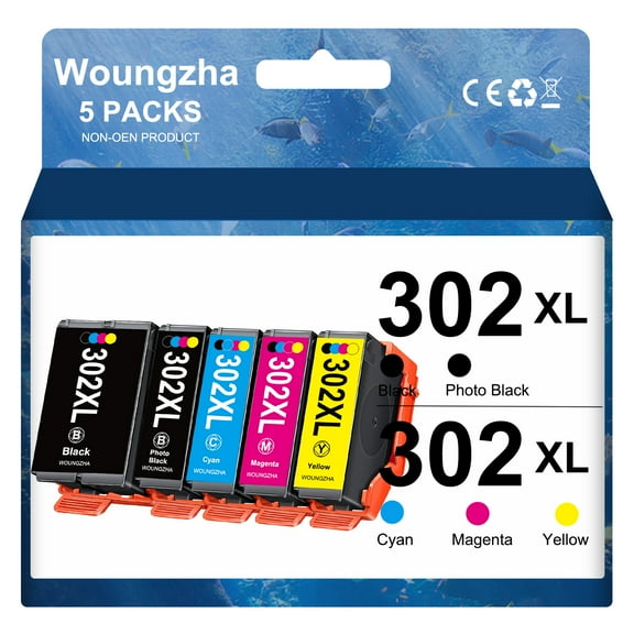 302XL Ink for Epson 302XL 302 XL T302XL Ink Cartridges for Expression Premium XP-6000 XP-6100 Printer (5-Pack)