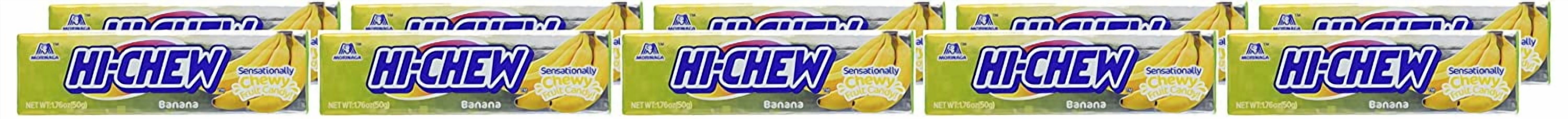 Hi-chew Banana Chewy Fruit Candies 1.76 oz. bar By Morinaga (10-pack)