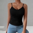 thumbnail image 6 of Bixock Women Built-in Bra Tank Tops Wirefree Solid Color V Neck Cami Top Sleeveless T Shirts Bras With Padded Cups Casual Daily Wear Bras, 6 of 7