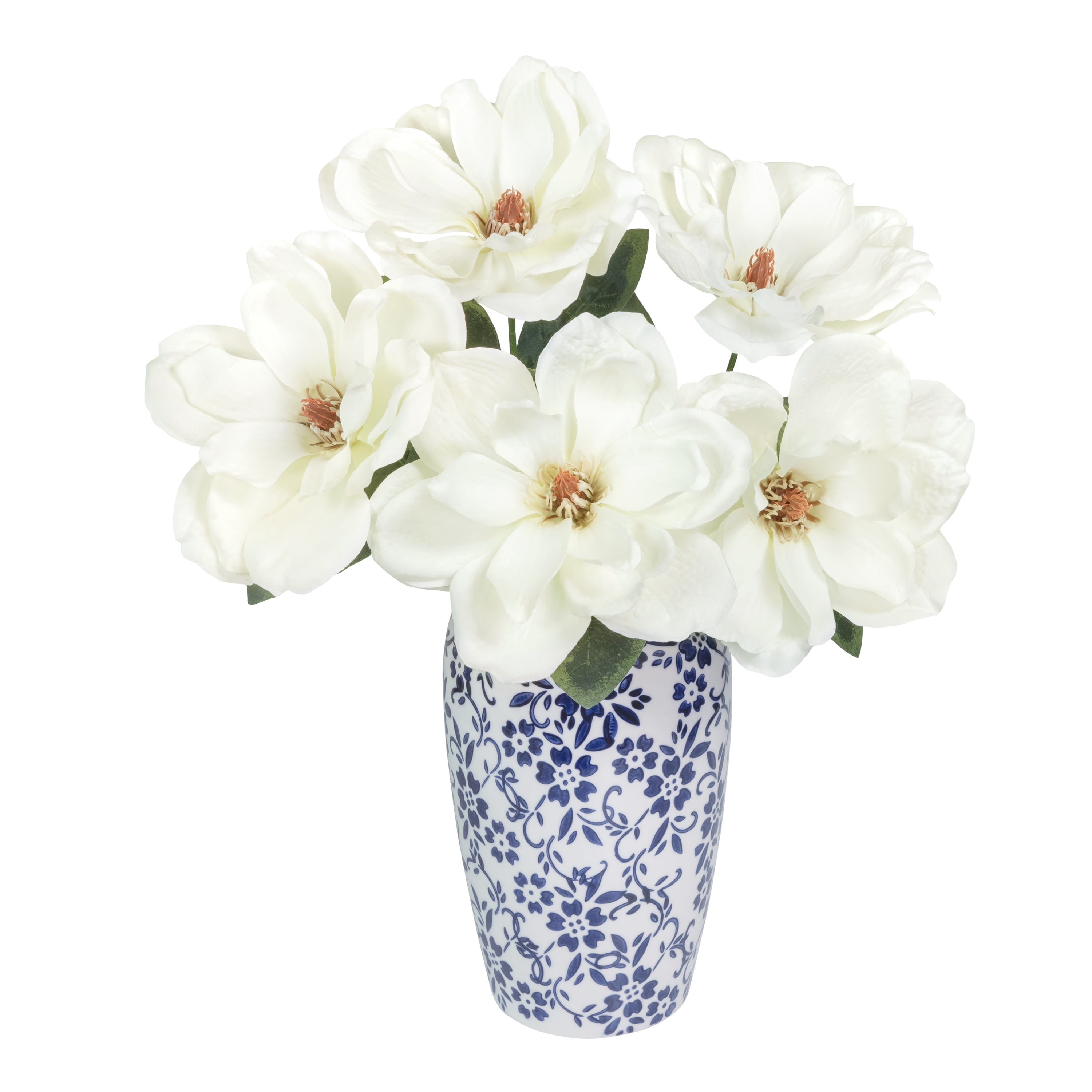 Mainstays 19-inch Artificial Silk White Magnolia Bush Indoor Decor
