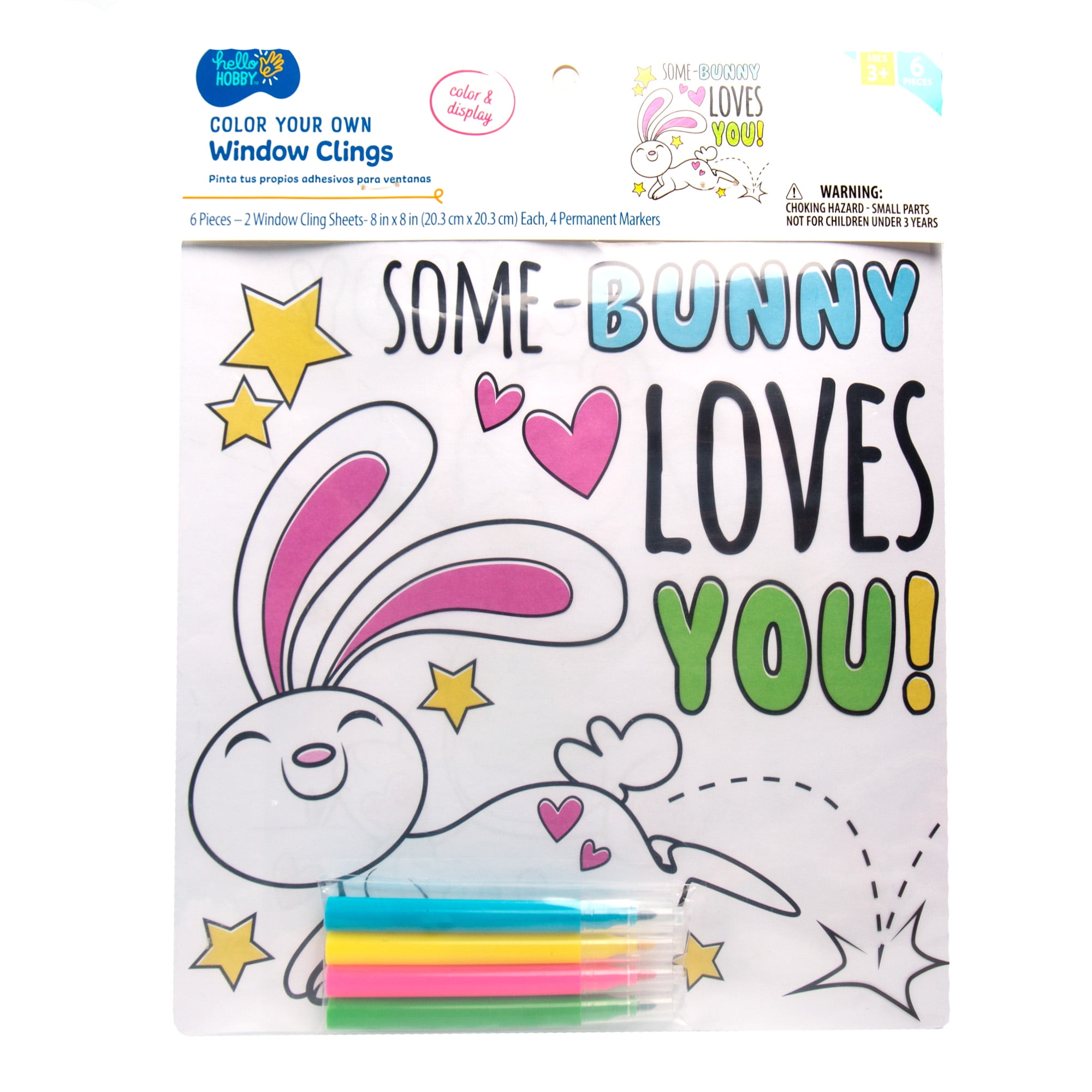 Hello Hobby Color Your Own Plastic Window Clings, Boys and Girls, Child, Ages 3+