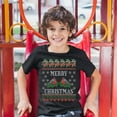 thumbnail image 3 of Tee Hunt Merry Christmas Youth T-Shirt Cute Bullfinch Ugly Sweater Happy Holidays Kids, Black, X-Large, 3 of 5