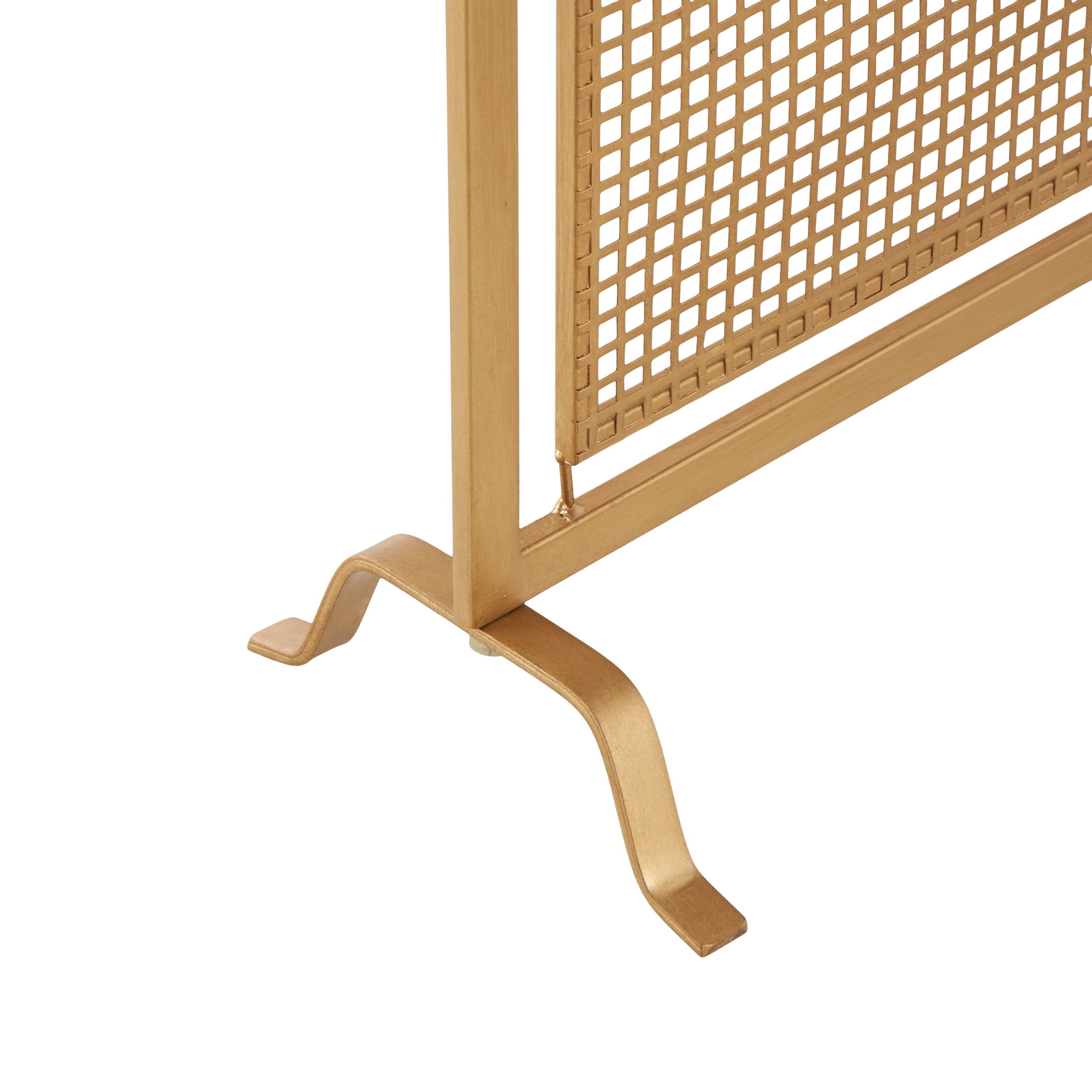 DecMode 38" x 36" Gold Metal Suspended Grid Style Netting Single Panel Fireplace Screen with Bolted Details, 1-Piece