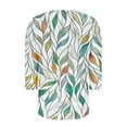 thumbnail image 6 of JTZGDY Womens Plus Size Tops Casual 3/4 Sleeve Shirts Square Neck Cute Summer Floral Tops Trendy Loose Blouses Soft Comfy Three Quarter Length Oversized Crewneck Tees Green#02 XXXL, 6 of 6