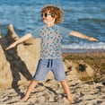 thumbnail image 3 of FORMRS Boys Rash Guard Short Sleeves Swim Shirt Quick Dry UPF 50+ Sun Protection, Sizes 3-12T, Small Pink Flower, 3 of 6