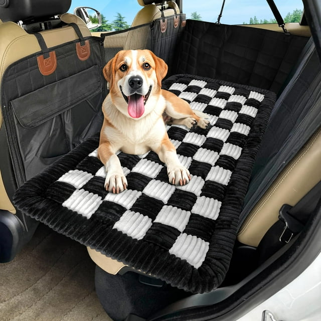 Alfombrilla de coche para perros, extensor de asiento trasero, antideslizante, a cuadros