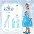 thumbnail image 6 of Benylion Snow Queen Princess Dress up Costume Ice Blue Princess Dress for Girls Hellowen Birthday Party outfit with Cosplay Accessories for 5-6 Years, 6 of 11