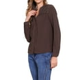 thumbnail image 4 of Camisas de encaje INSPIRE CHIC para mujeres, blusas de manga larga con botones, tops casuales y a la moda, M Café, 4 of 5