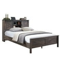 thumbnail image 3 of OKD Modern Farmhouse Full Platform Bed with Bookcase Headboard Storage and Charging Station,No Box Spring Needed, Dark Rustic Oak, 3 of 8