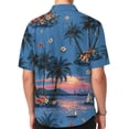 thumbnail image 7 of Domuza Mens Hawaiian Tropical Shirt Short Sleeve Casual Trendy Button Up T-Shirts Lounge Vacation Relaxed Fit Lightweight Tops Dark Blue 3XL, 7 of 7