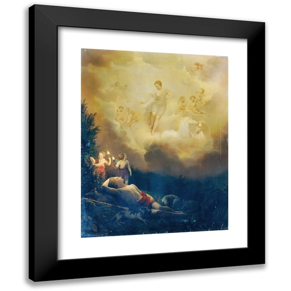 Franz Schrotzberg 12x14 Black Modern Framed Museum Art Print Titled - Diana and Endymion (1836)