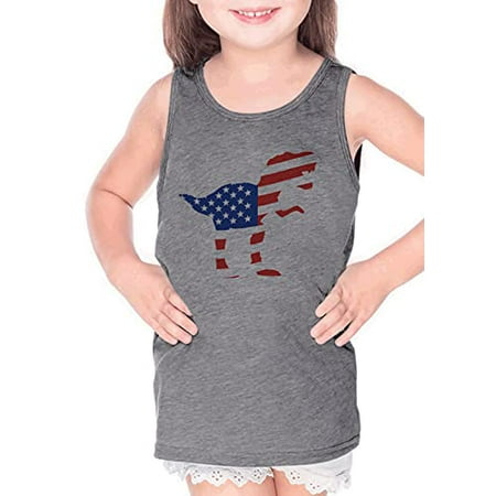 

7 ate 9 Apparel Kids 4th of July Flag Dinosaur Dino Grey Tank Top