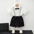 thumbnail image 2 of CAICJ98 Toddler Baby Boy Suit Clothes Gentleman Wedding Outfits Long Sleeve Dress Shirt + Suspender Pants + Bowtie 1-5T Infant Boys Clothes (Light Gray,13-14 Years), 2 of 6