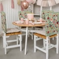 thumbnail image 3 of Colorful Flowers Square Chair Covers Set of 4 Spring Vintage Watercolor Floral Leaves Green Chair Back Covers Stretch Removable Washable Slipcovers Protector for Dining Room Kitchen Party Decor, 3 of 9