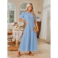 thumbnail image 3 of Merokeety womens 2026 spring summer short sleeve casual maxi dress with pockets dustyblue xl, 3 of 4