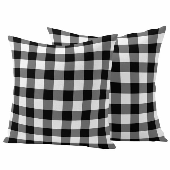 Outdoor Waterproof Pillow Covers Classic Black and White Buffalo Check Decorative Throw Pillow Protectors,Pillowcase Cushion Cases for Patio Sofa Garden Couch,16x16in,Pack of 2