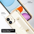 thumbnail image 4 of Designed for iPhone 11 Case with Wrist Strap Loop Luxury Love Heart Plating Gold Bumper Phone Cover Wristband Kickstand Full Body Protective Slim Case for Women-White, 4 of 12