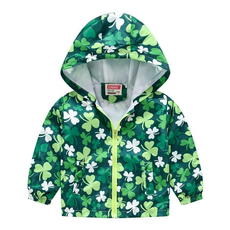 

EHTMSAK Toddler Baby Boy Girl s Pockets Zip Up Outerwear Children Long Sleeve Fall Winter Coat Hooded Cartoon Print Jacket Dark Green 1Y-6Y 130