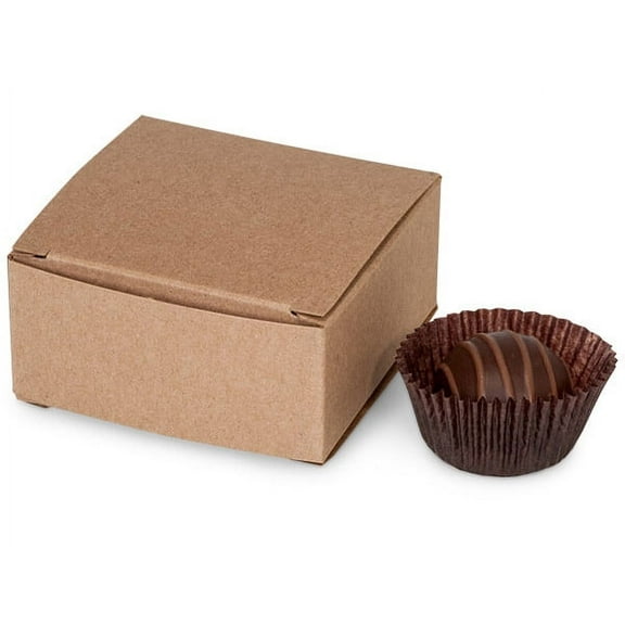 50 PK, Kraft Candy Truffle Boxes 2-5/8 x 2-3/4 x 1-1/4" Holds 4 For Wedding Favors, & Basket Fillers, Made In USA