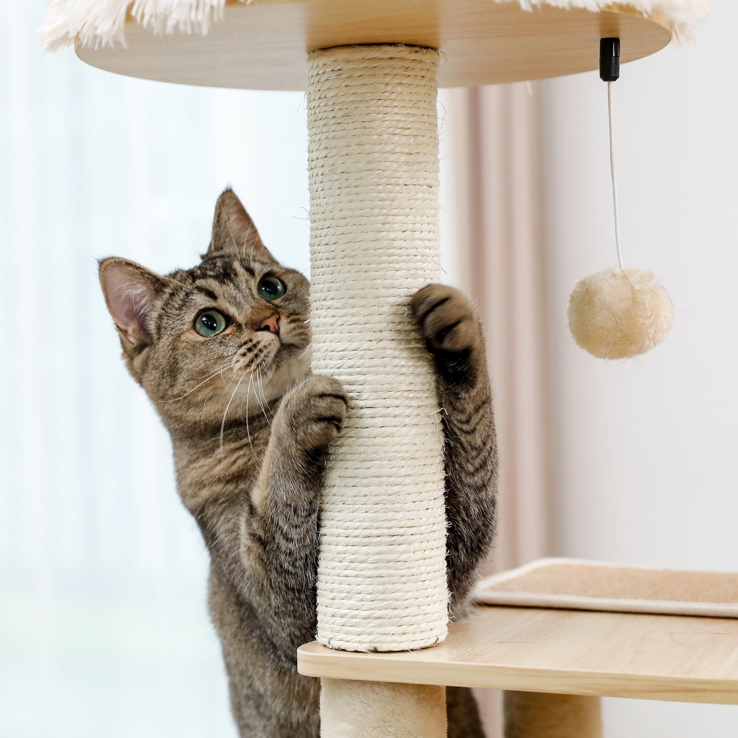 Pefilos 50" Modern Cat Tower for Indoor Cats with Grab Posts Fully Covered in Sisal, Cat Condo for Multiple Cats and Cat Tower for Large Cats Space Capsule Nests Pefilos 50" Modern Cat Tower for Indoor Cats with Grab Posts Fully Covered in Sisal, Cat Condo for Multiple Cats and Cat Tower for Large Cats Space Capsule Nests