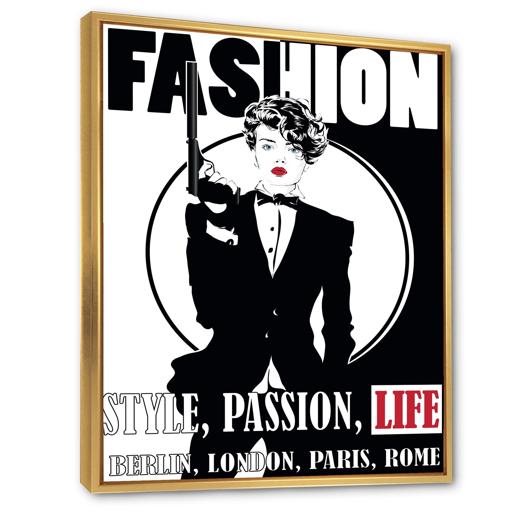 Designart 'Style Passion Life Fashion Woman II' Vintage Framed Canvas Wall Art Print