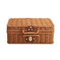 thumbnail image 2 of Upgraded Iron Frame Imitation Rattan Gift Suitcase Retro Props PE Rattan Basket Cosmetic Storage Rattan Box - Medium (26*17*10, 500), 2 of 14