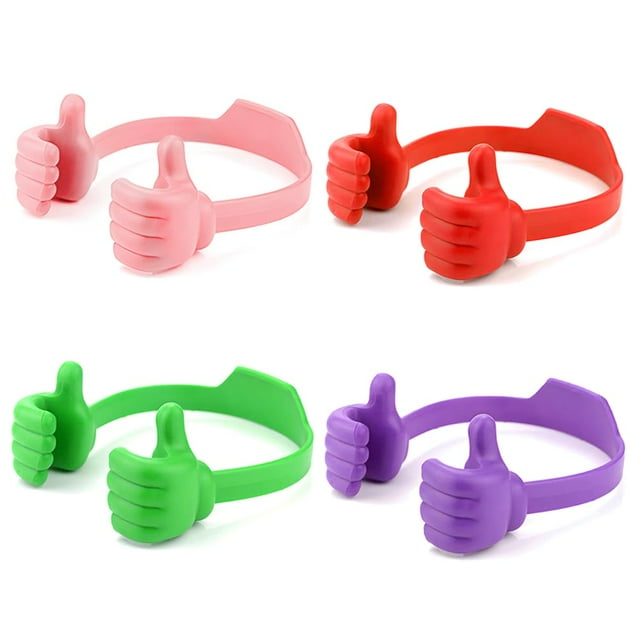 Soporte para teléfono celular BUTEFO Thumbs Up Silicone, 4 unidades, morado y verde