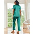 thumbnail image 5 of Avidlove Womens Satin Pajama Sets Silky Sleepwear Short Sleeve Button Down Shirts and Long Pant Loungewear 2 Piece Pjs Set, 5 of 7