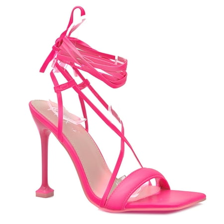 

SNJ Women s Open Squared Toe Strappy Lace Up Heel Dress Sandal