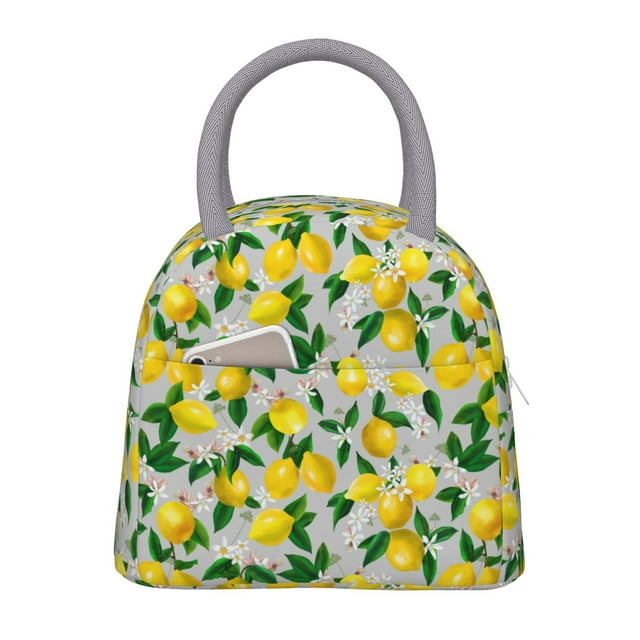 Lukts Lemon1 Print Portable Lunch Bag, Lunch Bag Picnic Bag - Waterproof, Heat-insulating and Cold-insulating, Suitable for School, Work