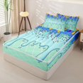 thumbnail image 2 of Castle Fairy Blue Ice Cream Drip Zipper Twin Comforter Sets with Fitted Sheet and 2 Pillowcases, Watercolor Food Dessert Zipper Bedding Set, Blue Green Yellow,4-Piece, 2 of 6